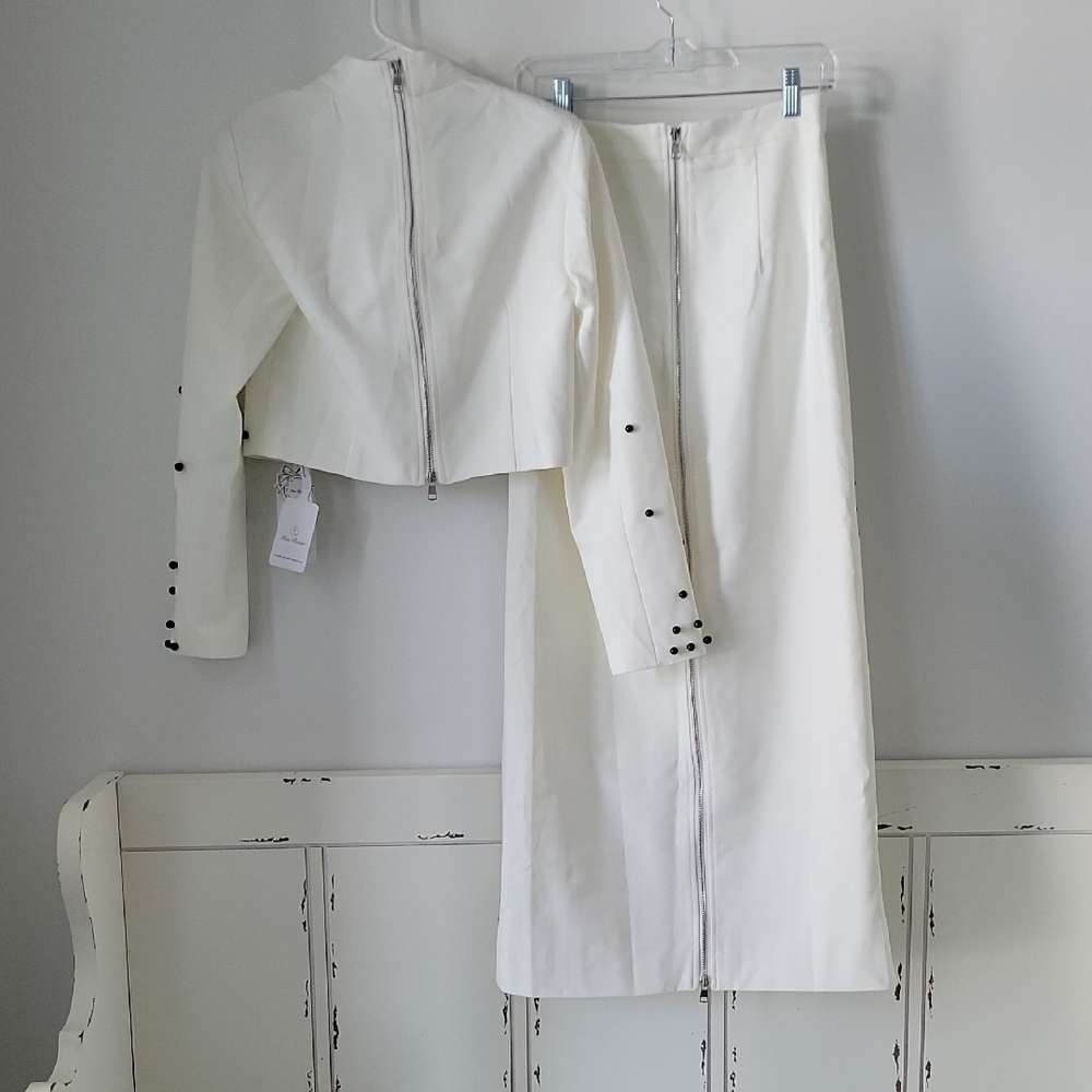Women’s White Two-Piece Studded Skirt Set - Picture 4 of 6